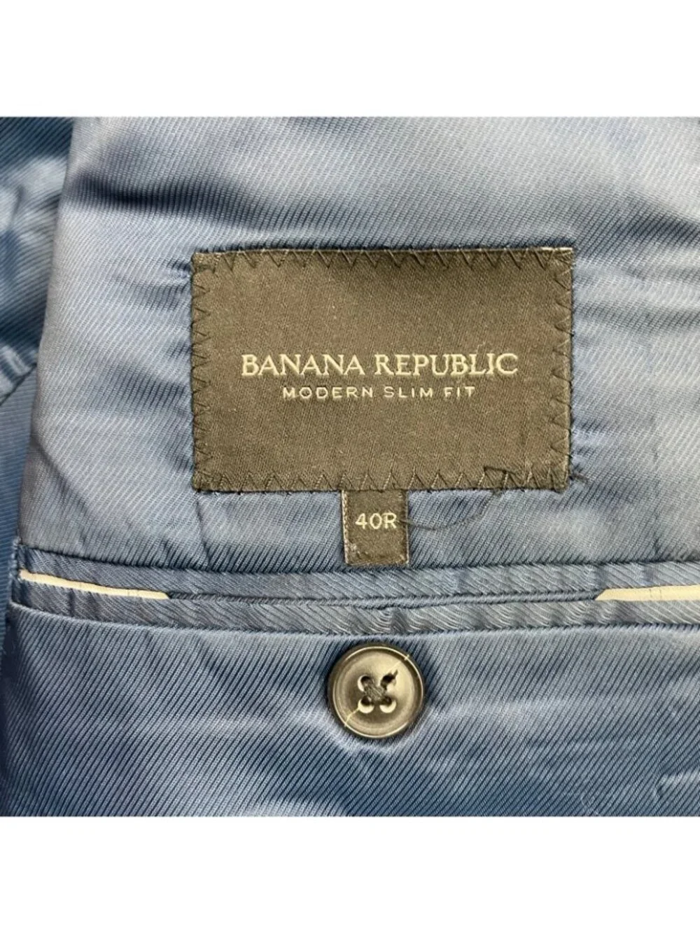 Banana Republic Men's Emmetex Flannel Slim Fit Blazer Gray/Blue Plaid • 40R